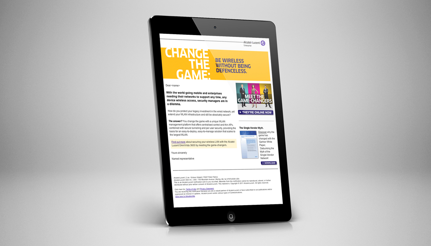 Alcatel-Lucent marketing email - wireless LAN