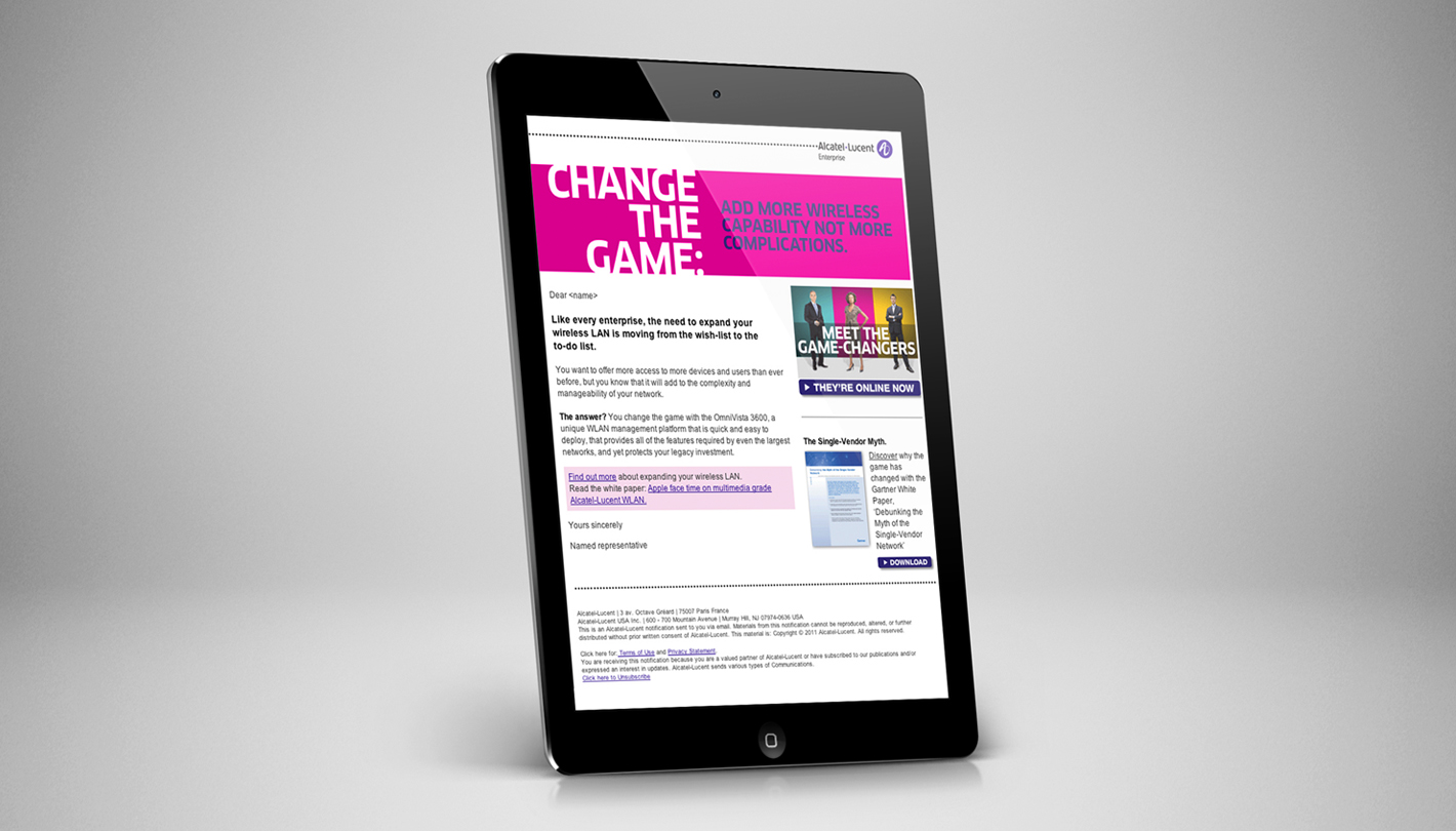 Alcatel-Lucent marketing email - meet the game-changers