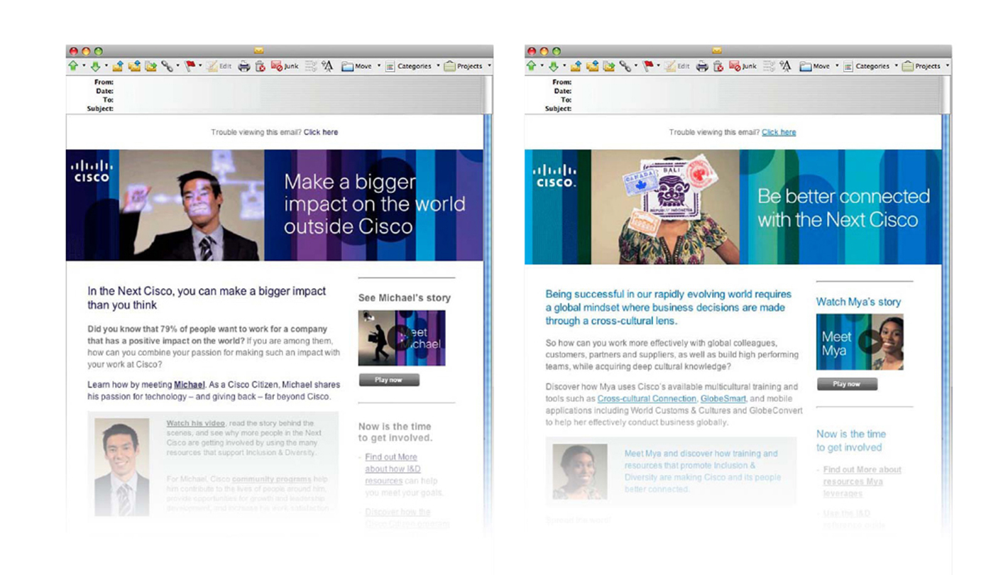 Cisco inclusion diversity marketing campaign emails
