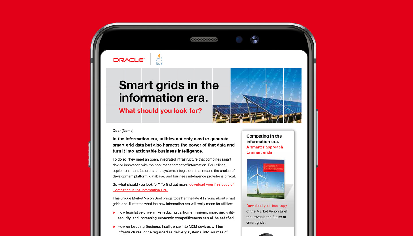 Oracle smart grid marketing email