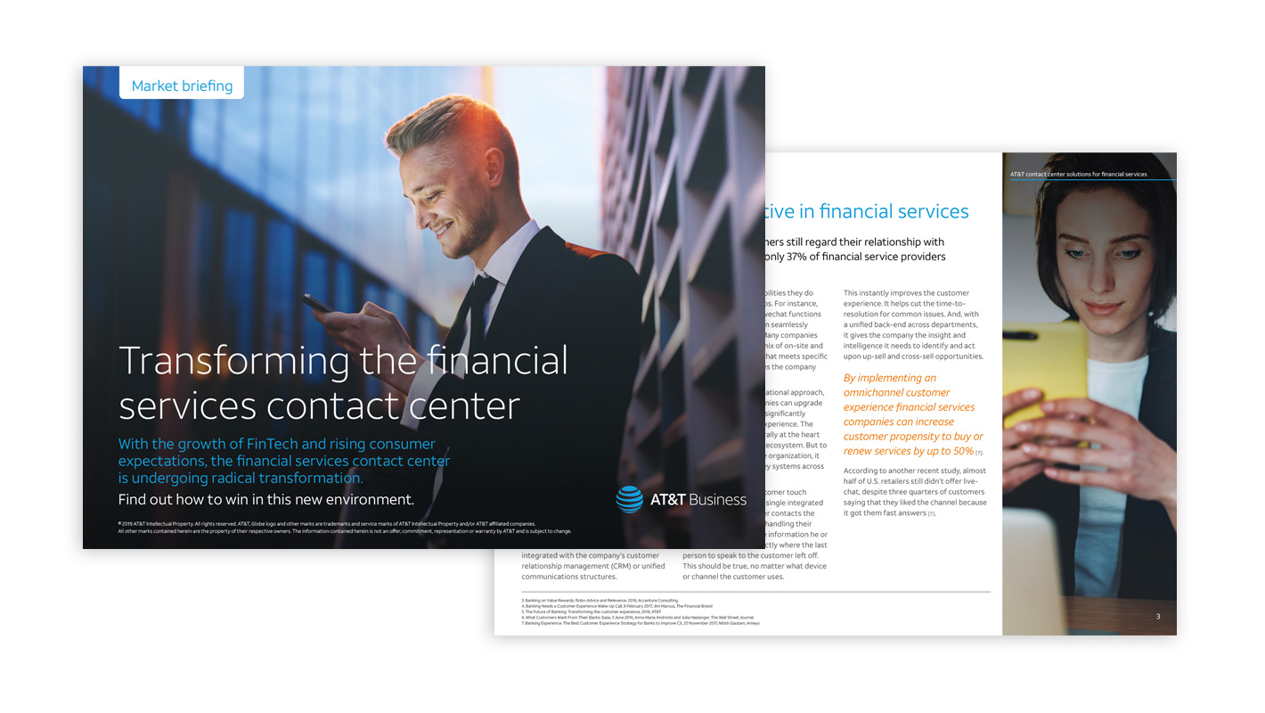 AT&T contact centre briefing - financial services