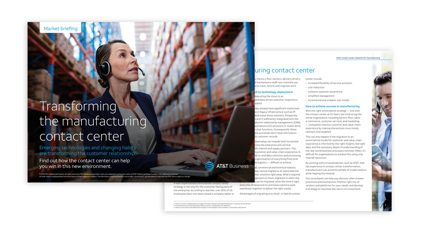 AT&T contact centre briefing - manufacturing