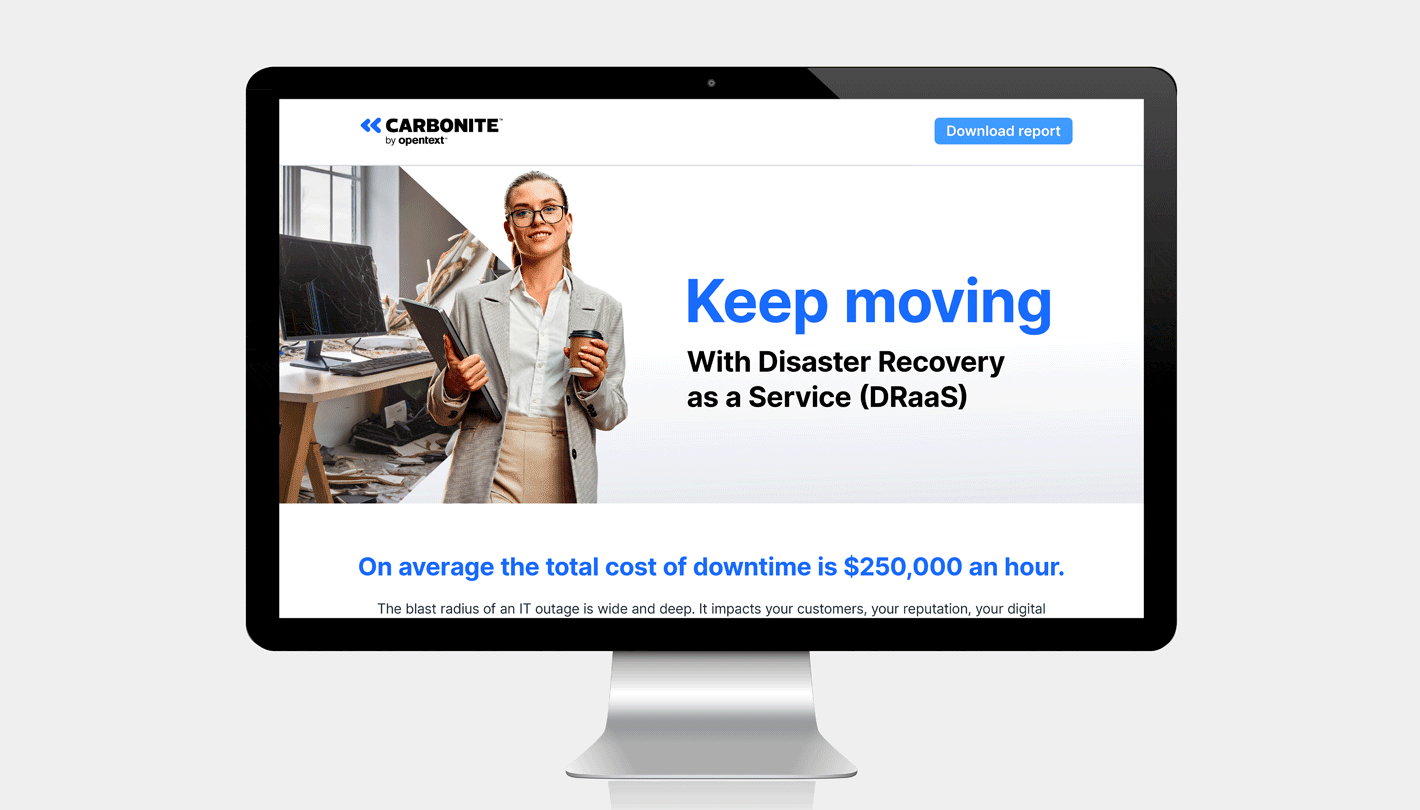 OpenText DRaaS landing page