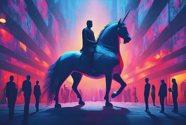 Man riding unicorn