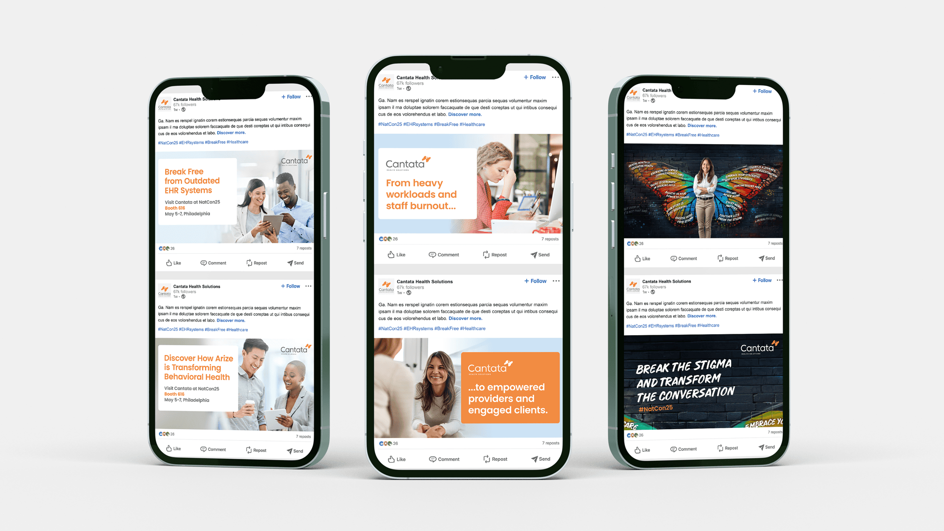 Cantata social posts on mobile device