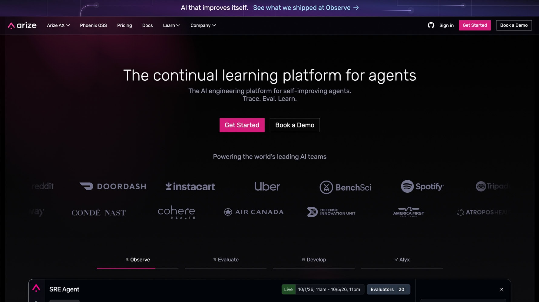 Arize website