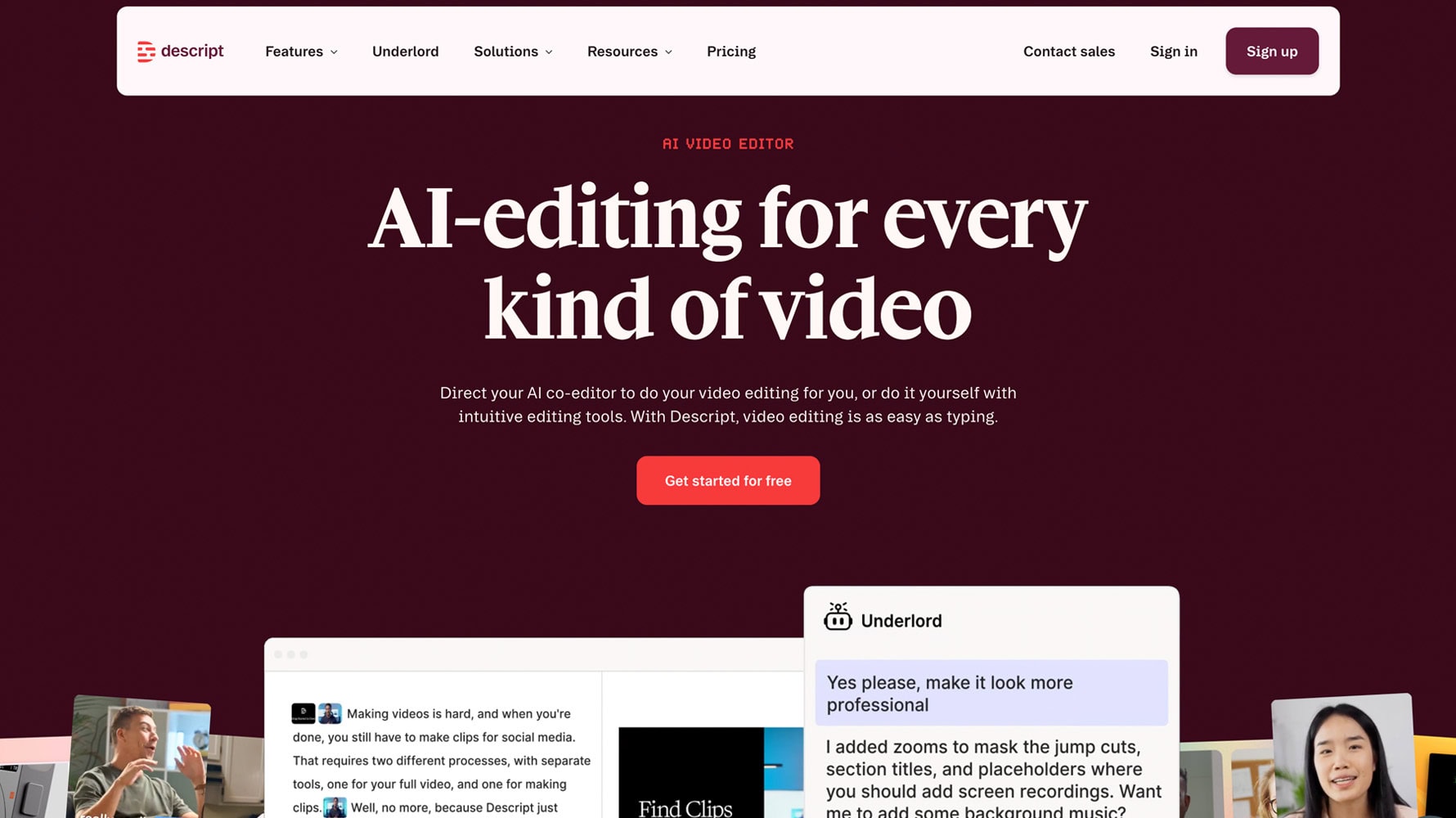 Descript website