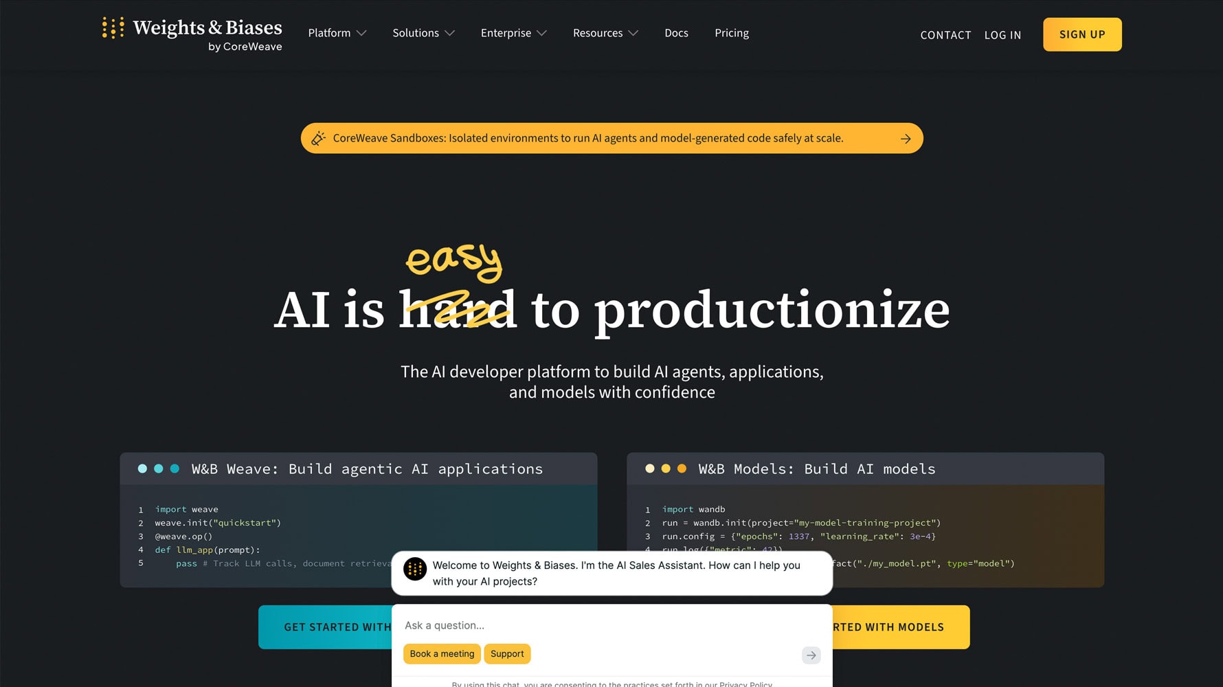 Weights and Biases website
